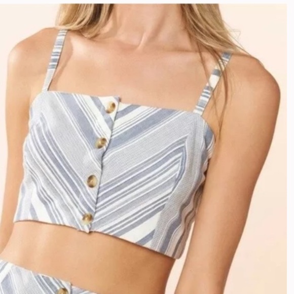 Red Carter Tops - Red Carter NWT Women's striped bow back Crop‎ Top in white blue